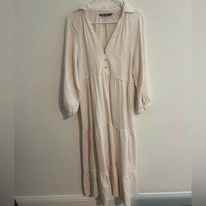 Zara linen size S cream maxi dress